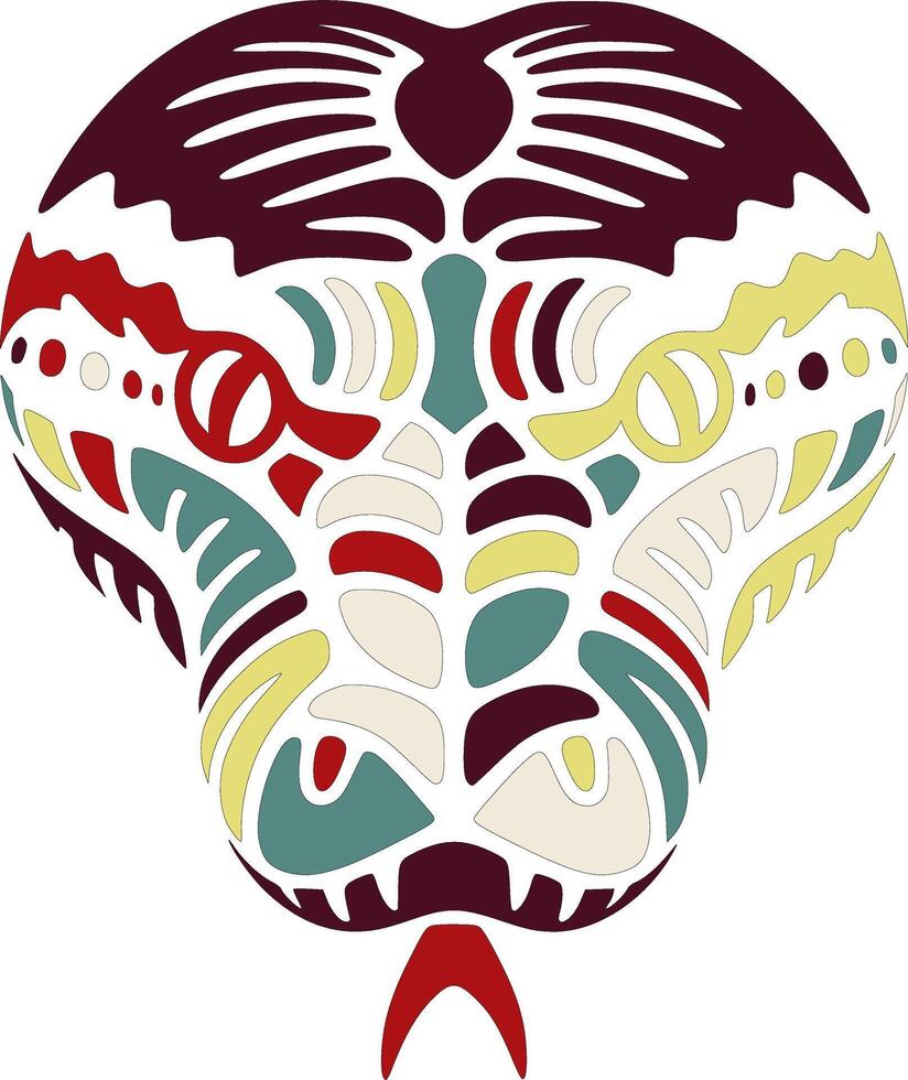 Iconic Tribal Reticulated Python Face Design vector