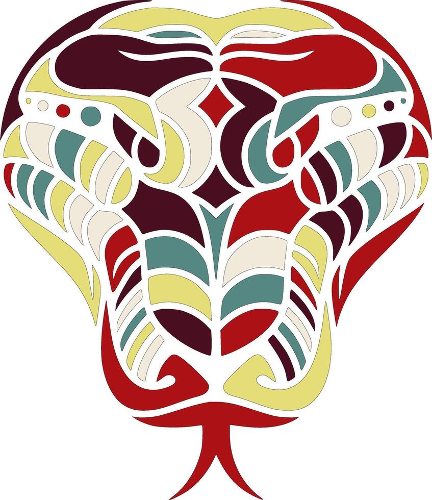Mystical Tribal Reticulated Python Face Design vector