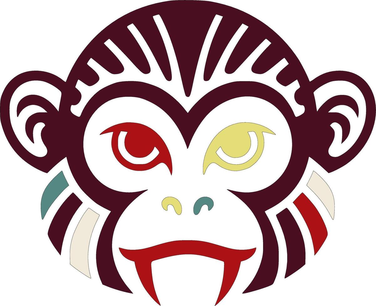 Iconic Tribal Squirrel Monkey Face Design vector