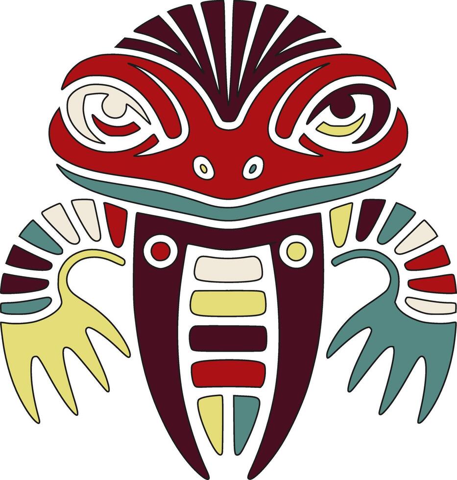 Mystical Stylized Tribal Newt Face Design vector
