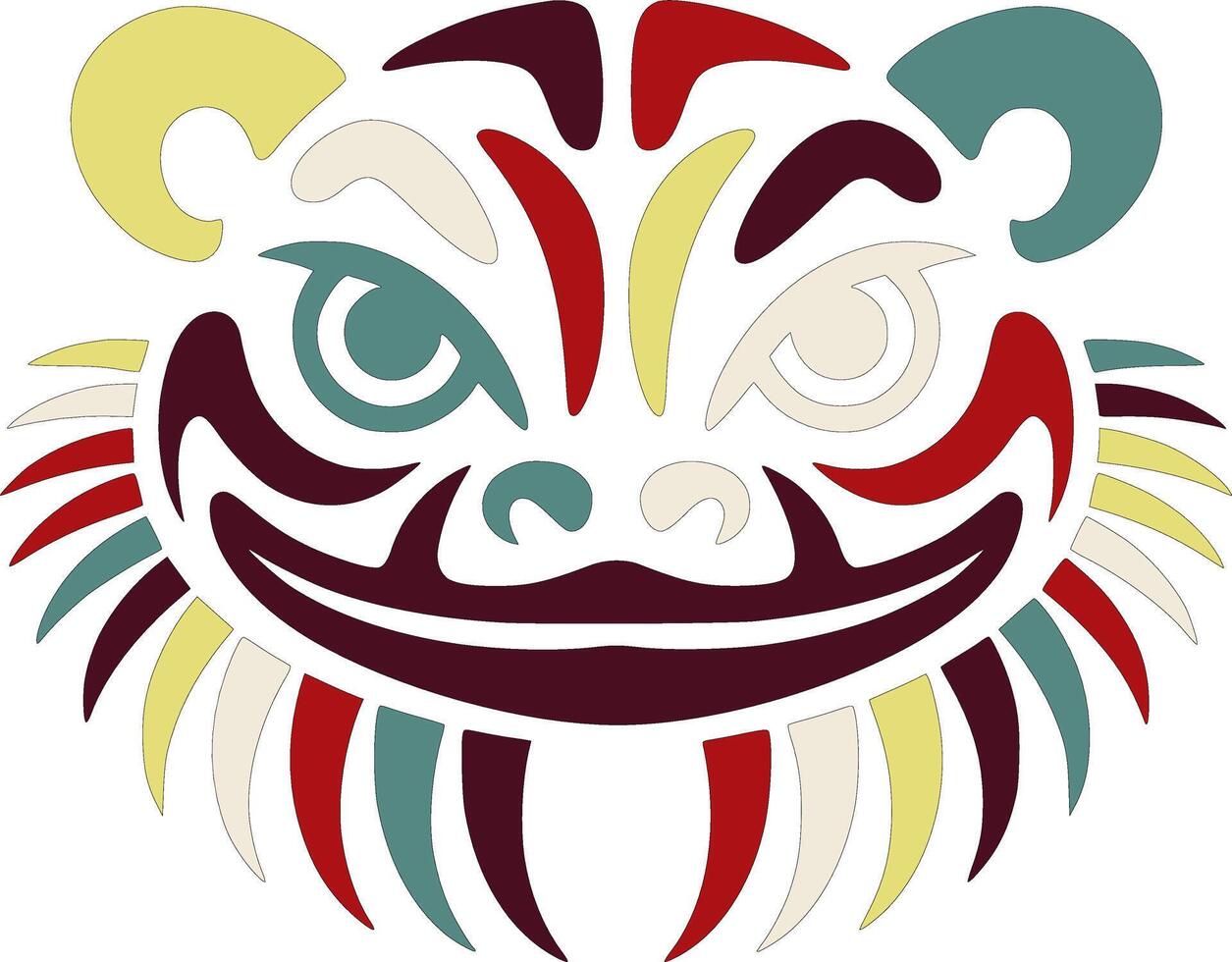 Mystical Tribal Tiger Salamander Face Design vector