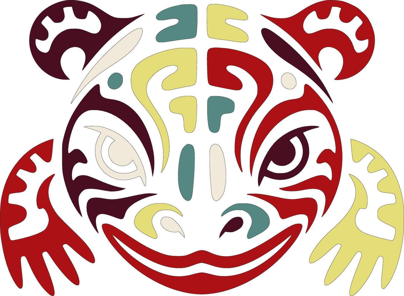 Ancient Tribal Tiger Salamander Face Design vector