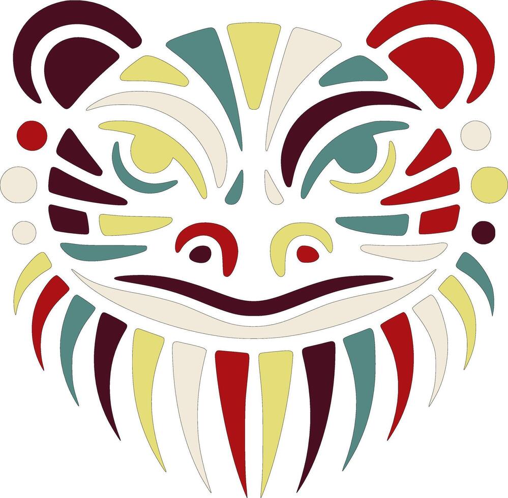 Iconic Tribal Tiger Salamander Face Design vector