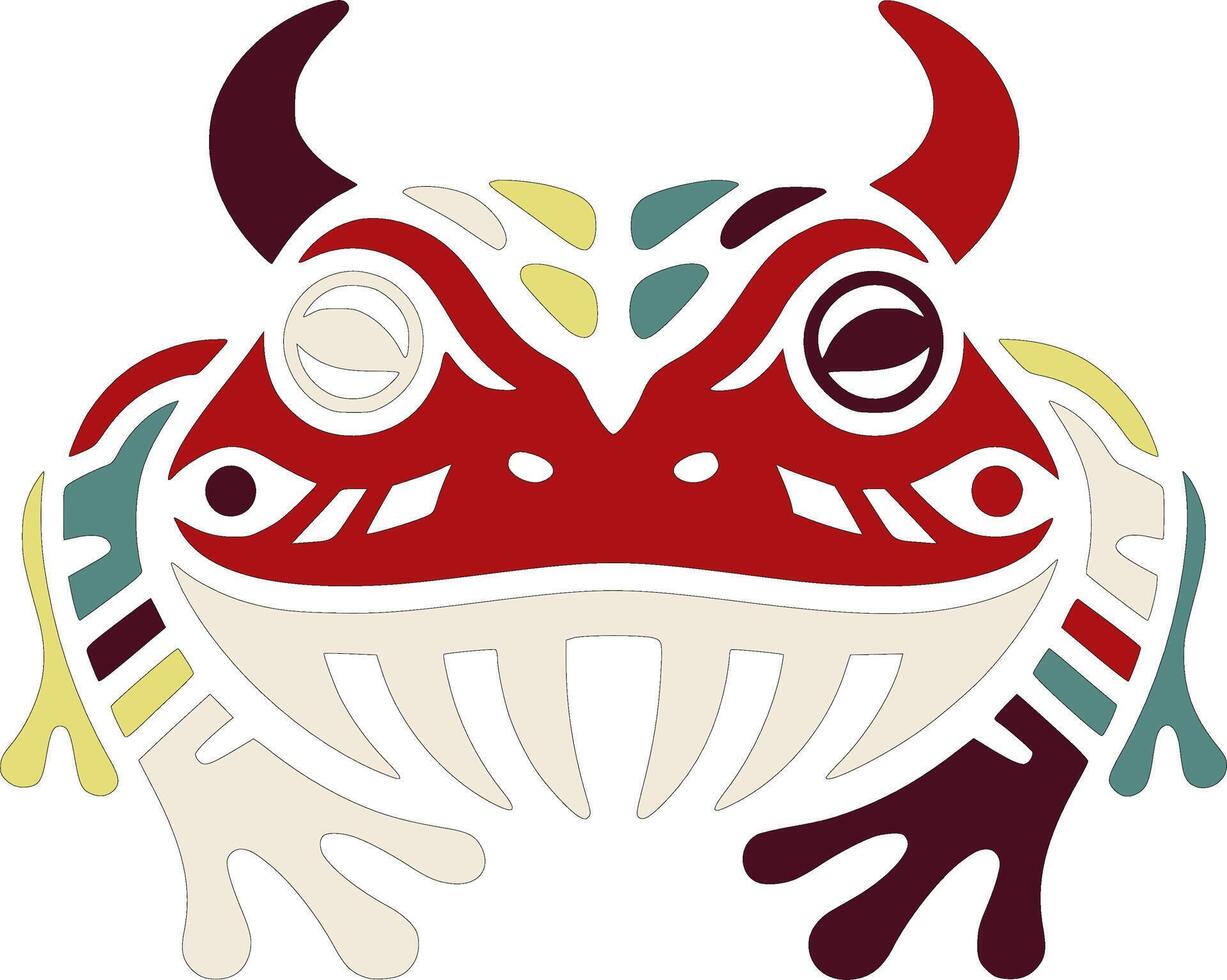 Tribal Horned Frog Face Design vector