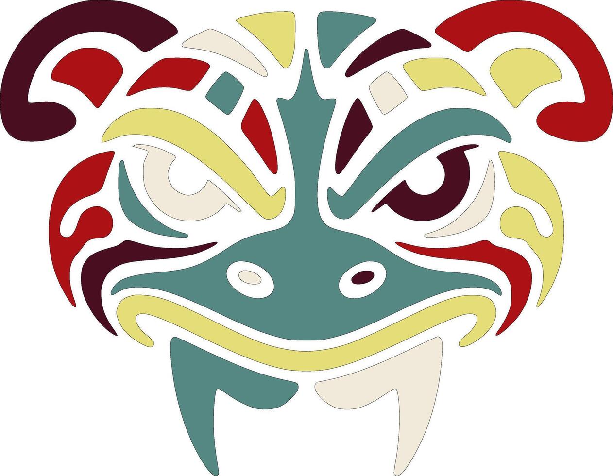 Mystical Tribal Fire Salamander Face Design vector