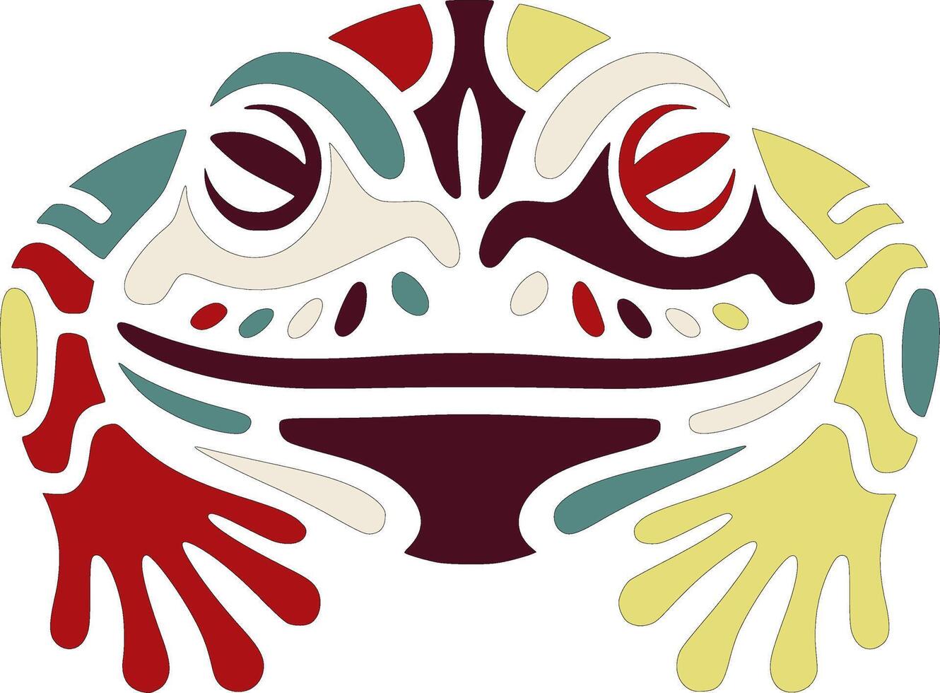 Iconic Tribal Goliath Frog Face Design vector