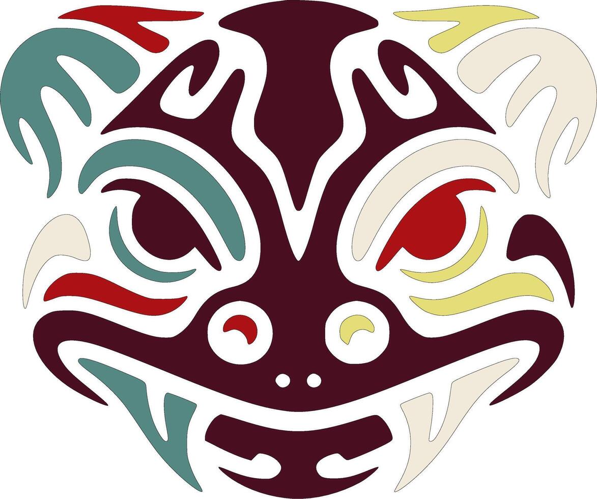 Ancient Tribal Fire Salamander Face Design vector