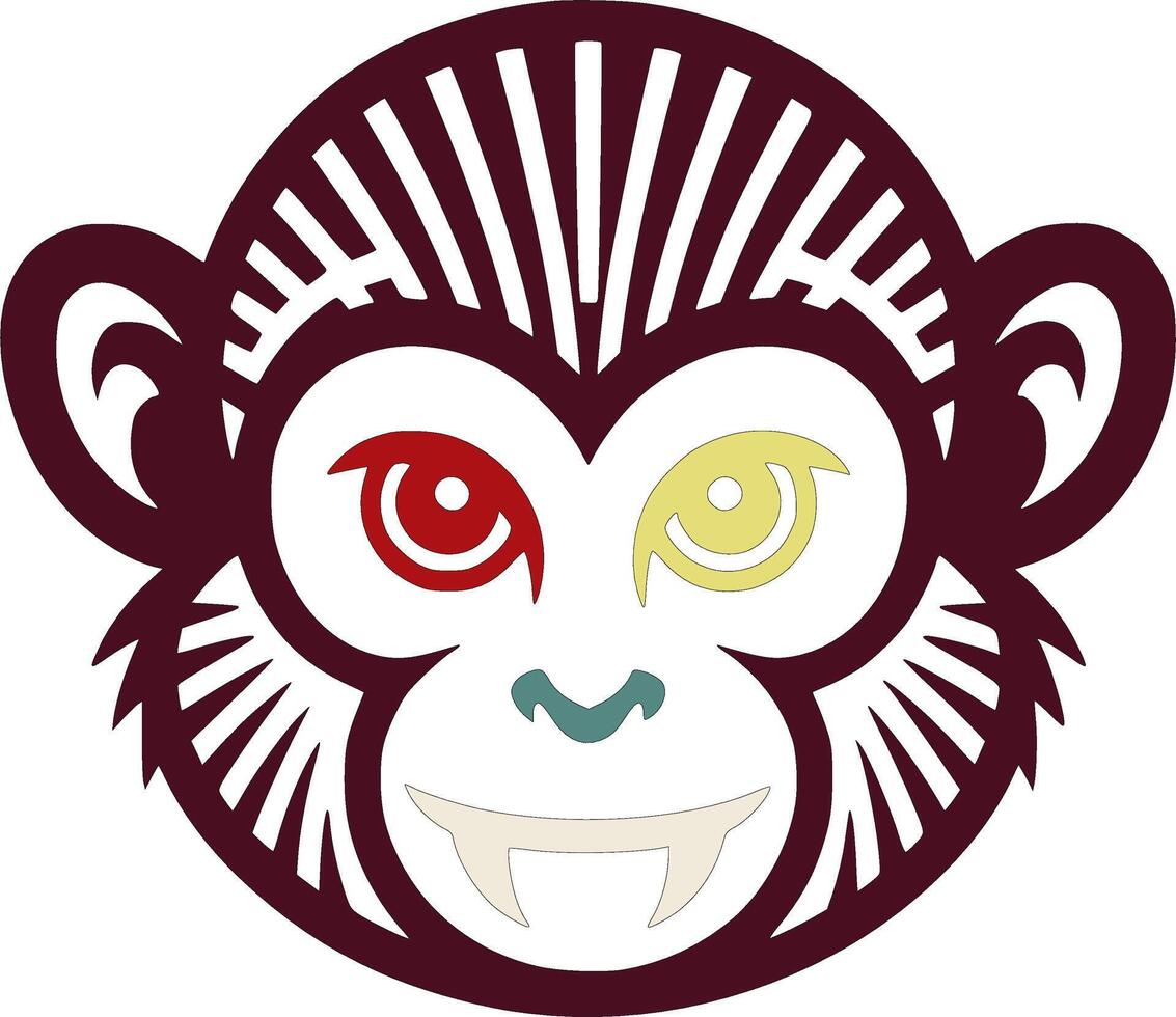 Mystical Tribal Squirrel Monkey Face Design vector