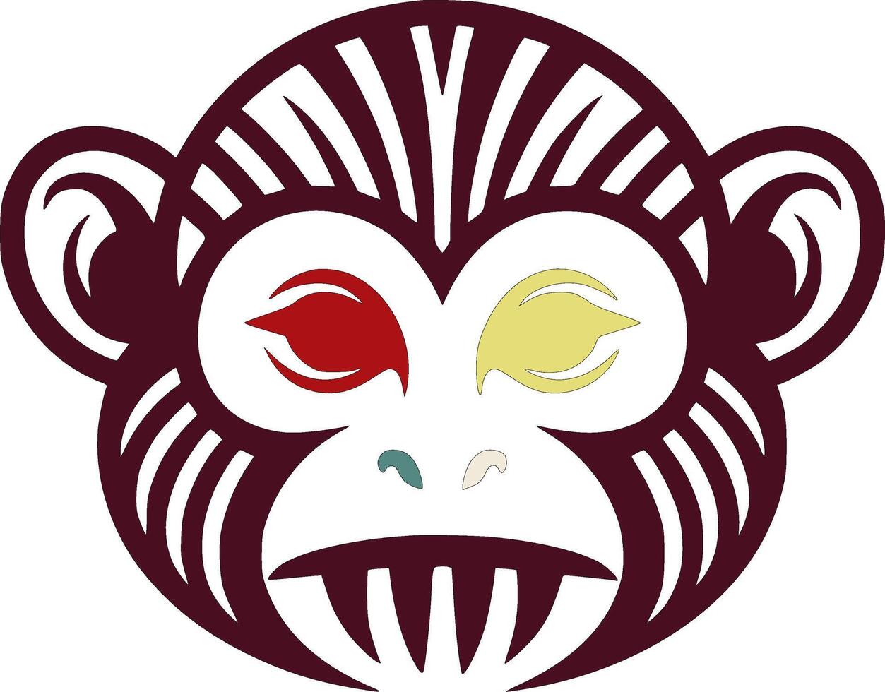 Tribal Squirrel Monkey Face Design vector