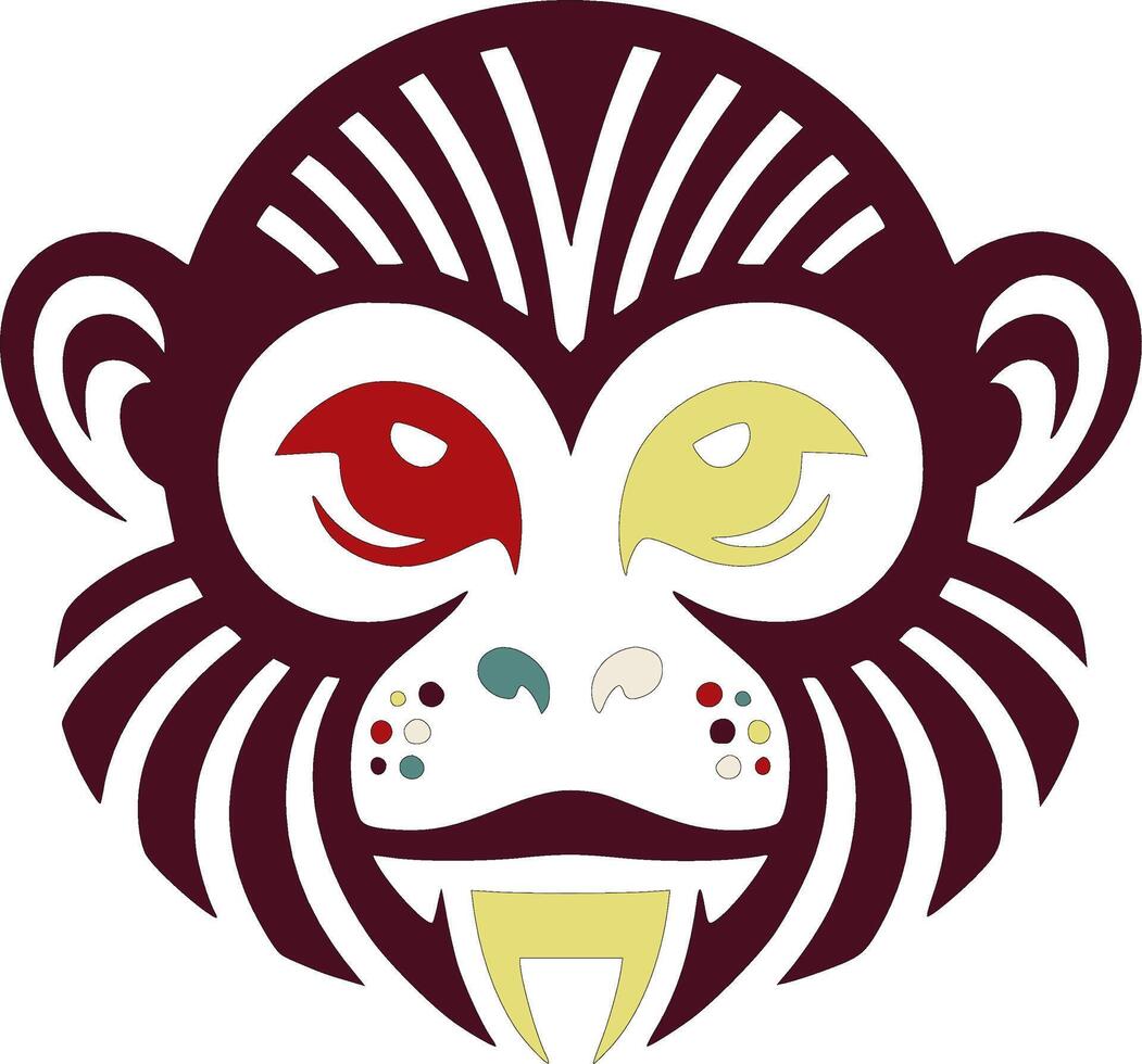 Ancient Tribal Squirrel Monkey Face Design vector