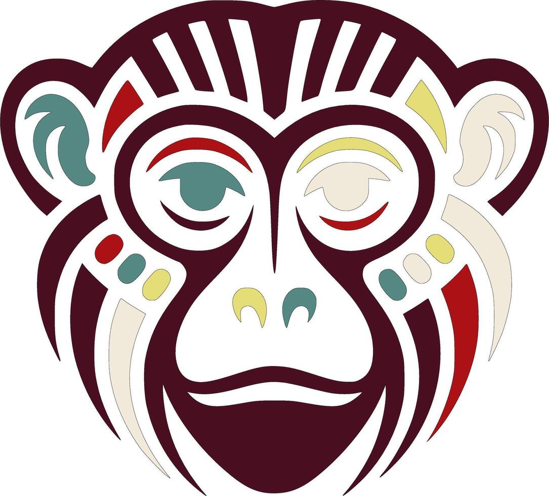 Mystical Tribal Howler Monkey Face Design vector