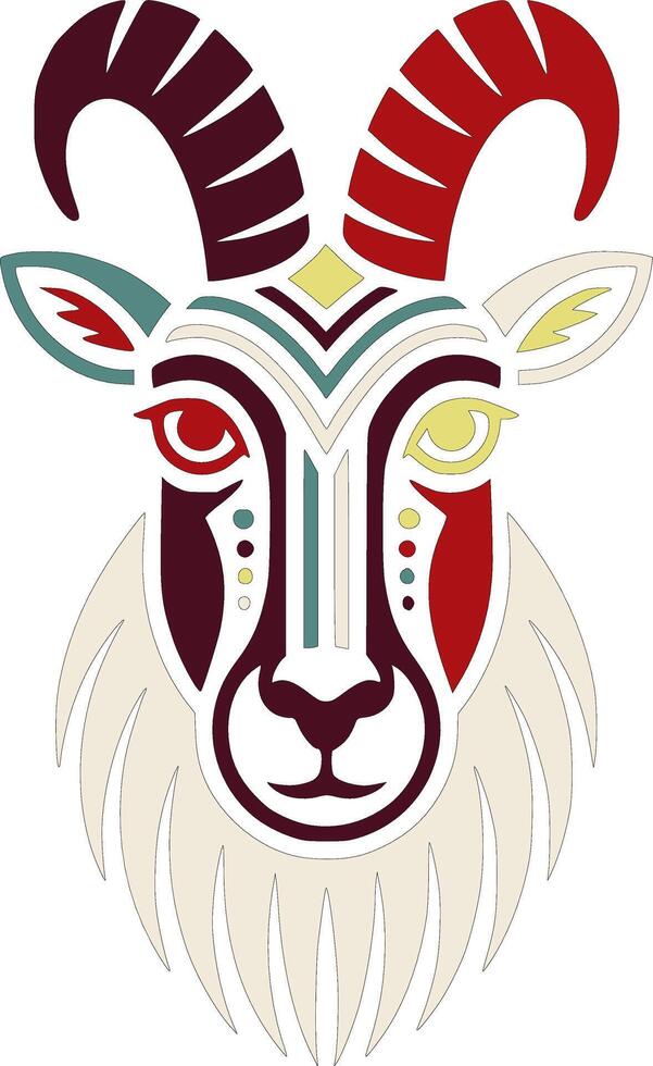 Ancient Stylized Tribal Tahr Face Design vector
