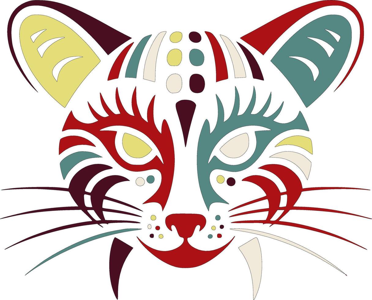 Ancient Stylized Tribal Ringtail Face Design vector
