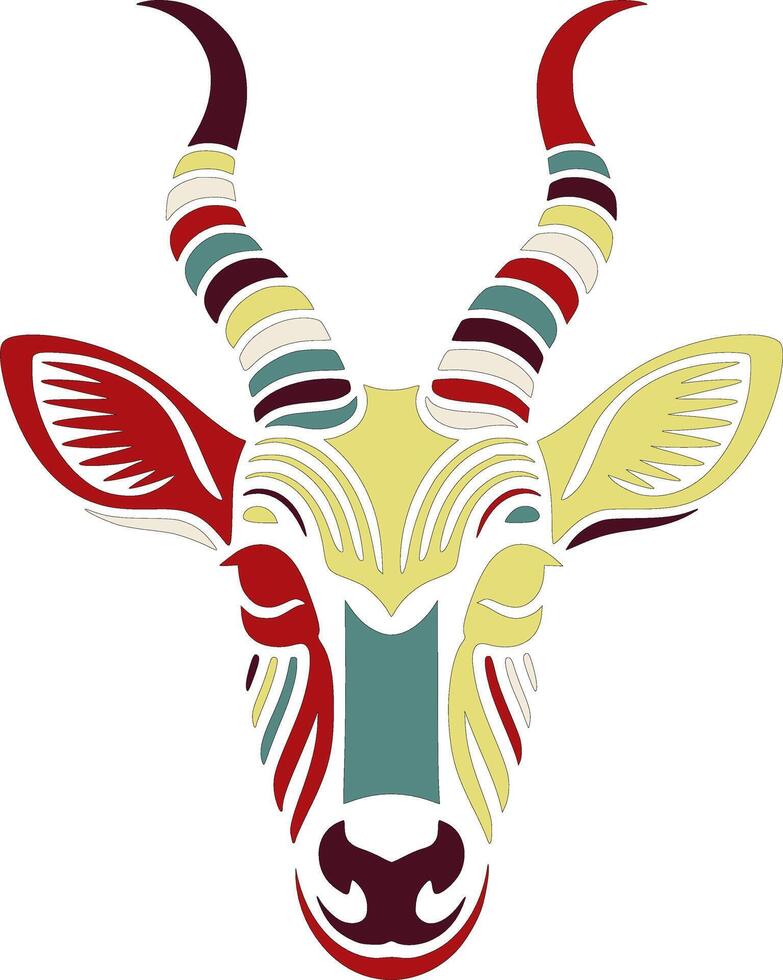 Ancient Stylized Tribal Grysbok Face Design vector