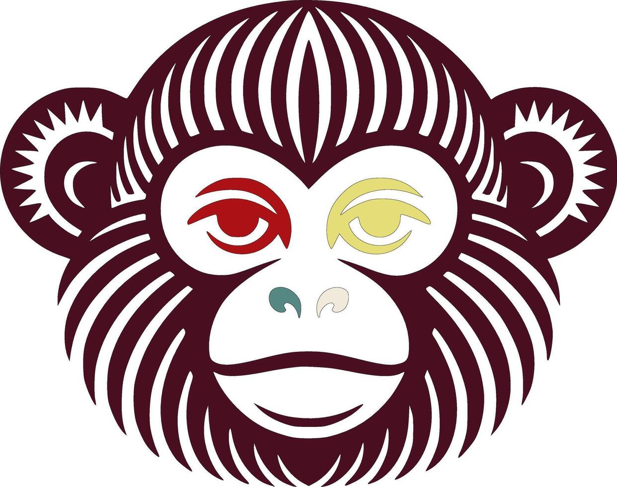 Tribal Titi Monkey Face Design vector