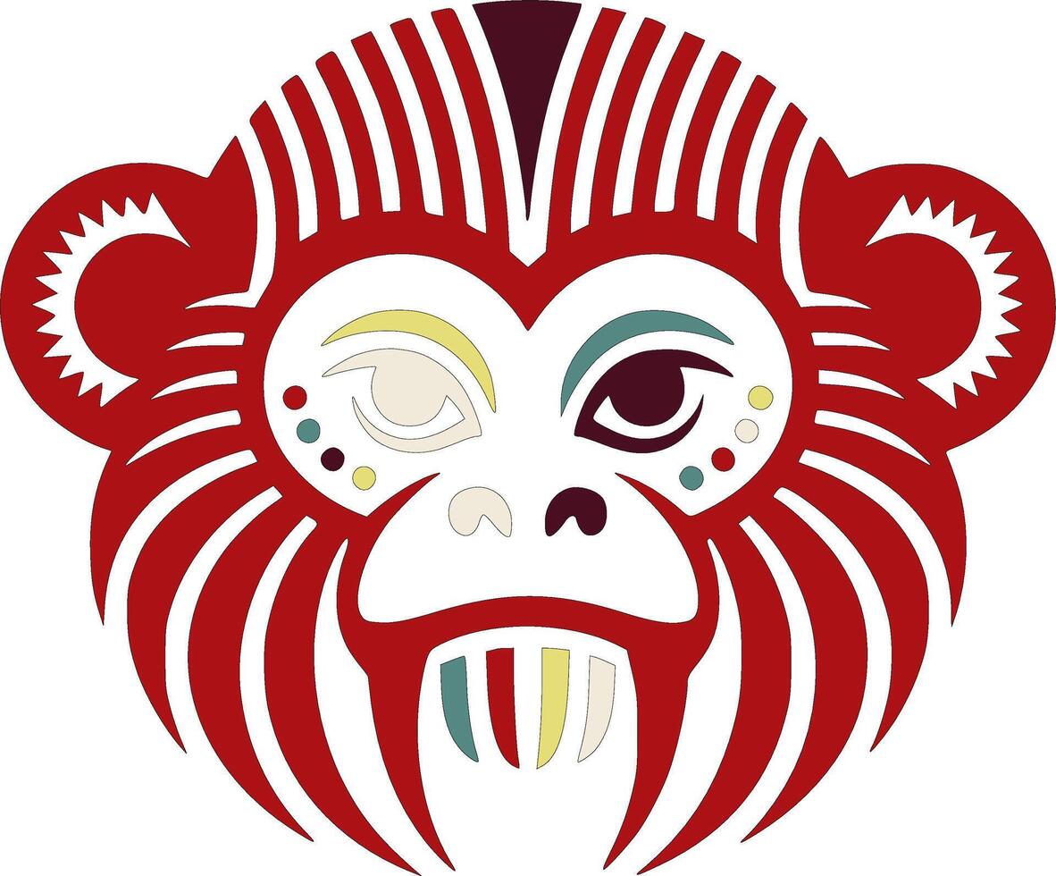 Ancient Tribal Titi Monkey Face Design vector