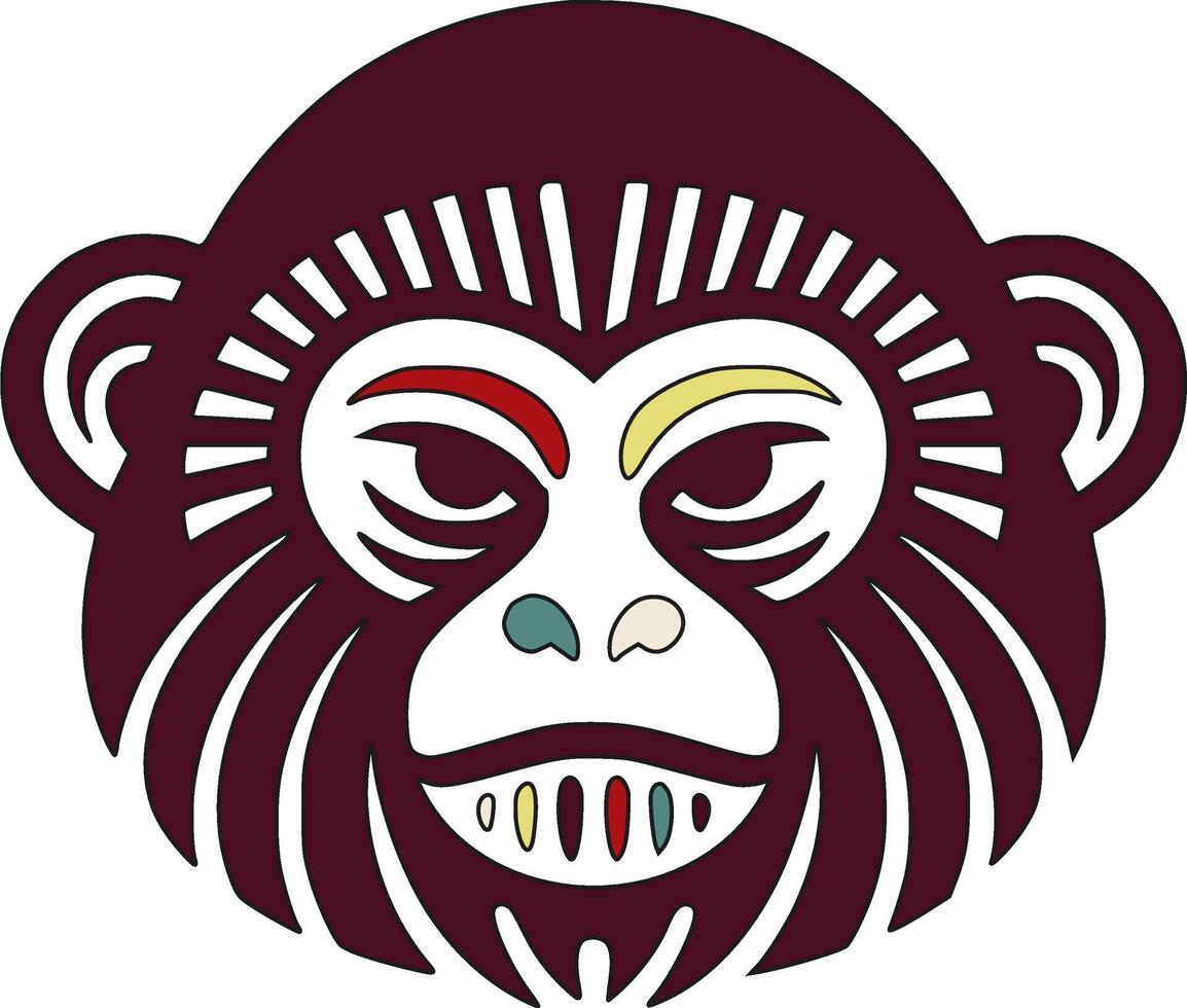Mystical Tribal Titi Monkey Face Design vector