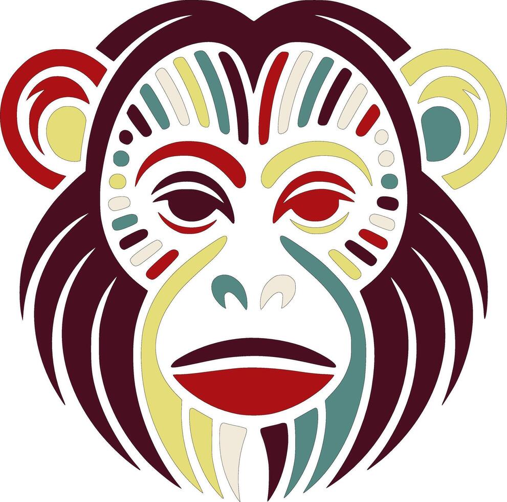 Iconic Tribal Howler Monkey Face Design vector