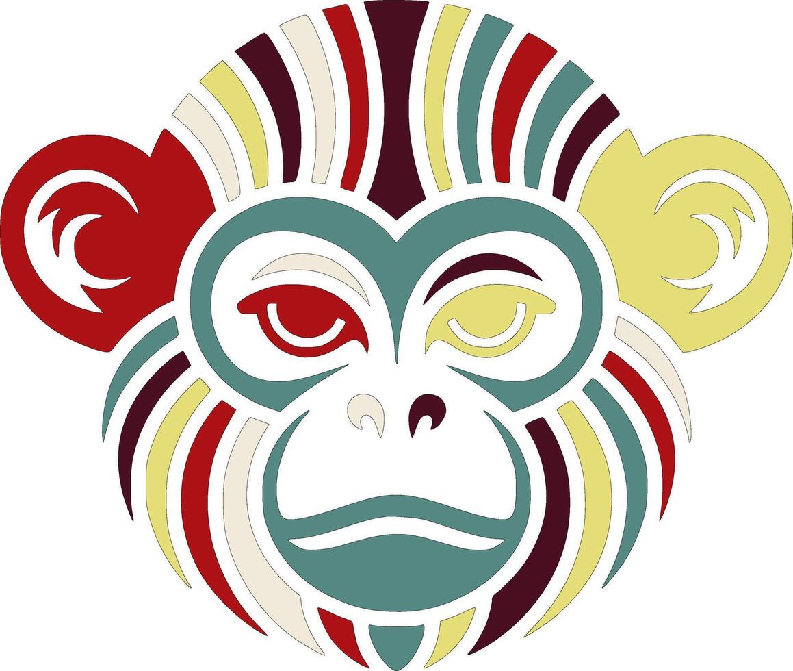 Iconic Tribal Titi Monkey Face Design vector