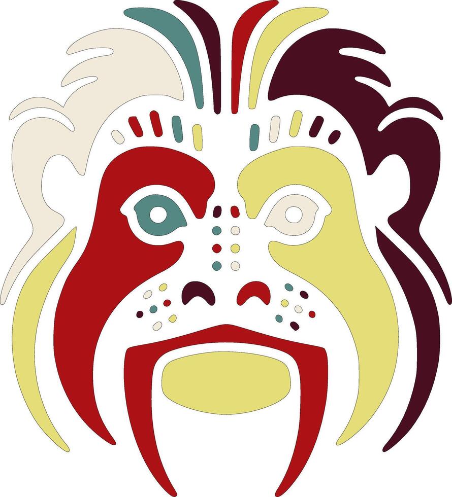 Tribal Cottontop Tamarin Face Design vector