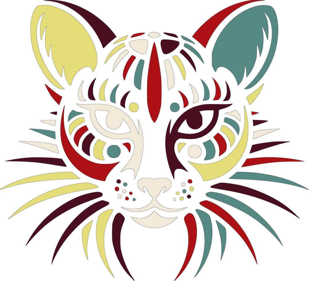 Mystical Stylized Tribal Ringtail Face Design vector