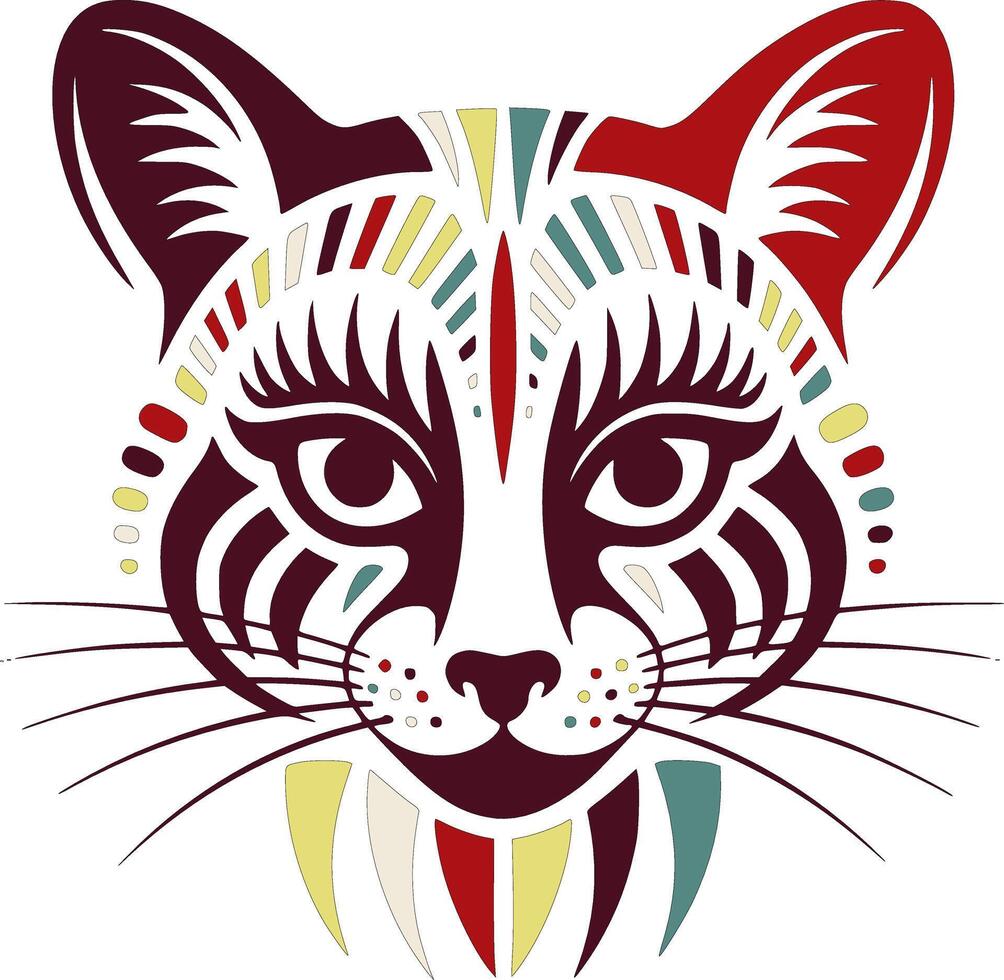 Iconic Stylized Tribal Ringtail Face Design vector