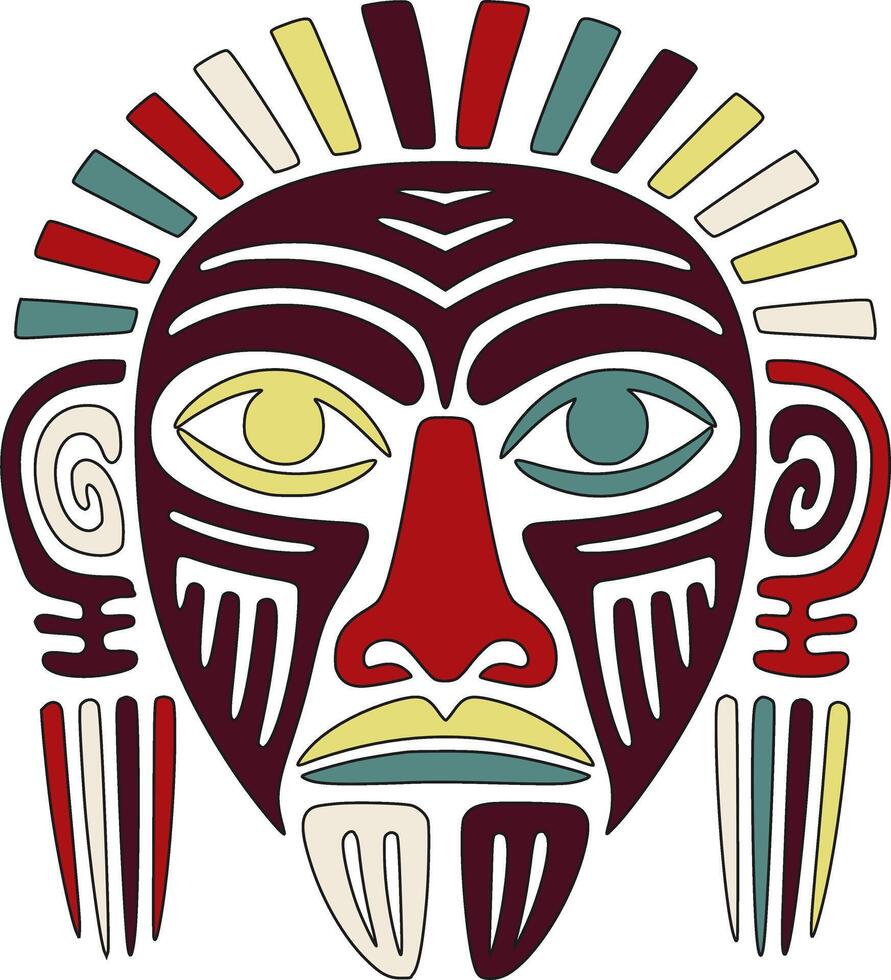Mystical Stylized Tribal Grison Face Design vector