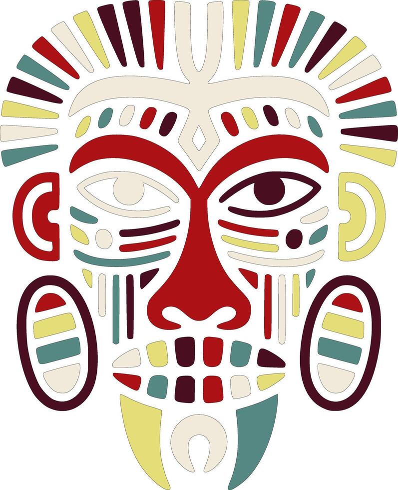 Ancient Stylized Tribal Grison Face Design vector