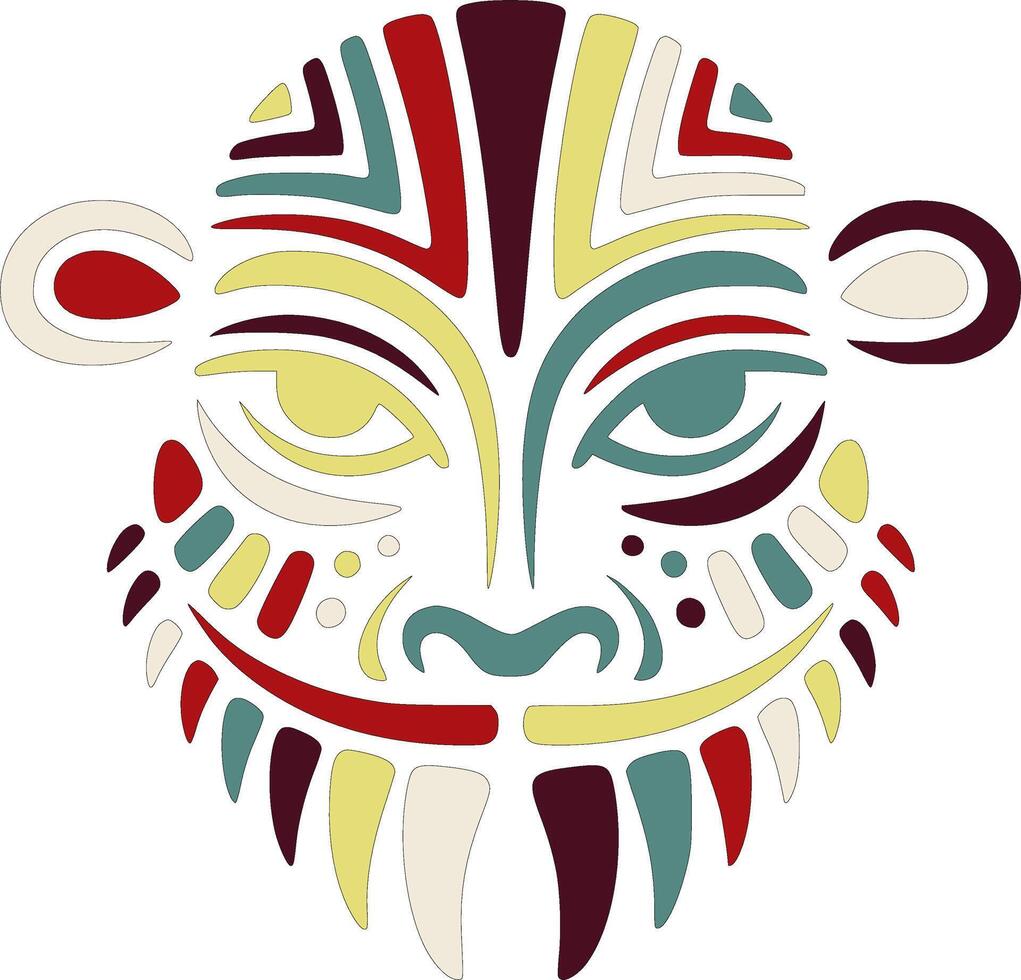Iconic Stylized Tribal Bharal Face Design vector