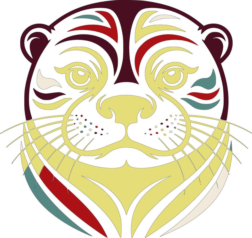 Ancient Tribal Giant Otter Face Design vector