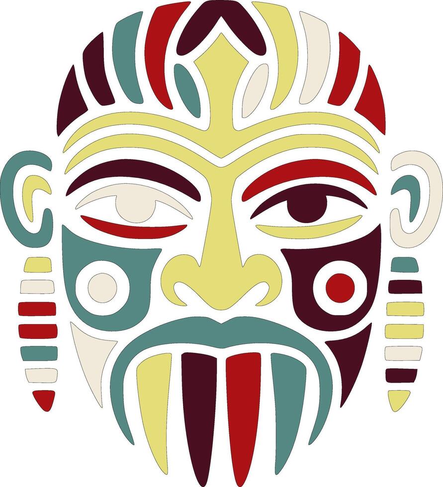 Iconic Stylized Tribal Grison Face Design vector