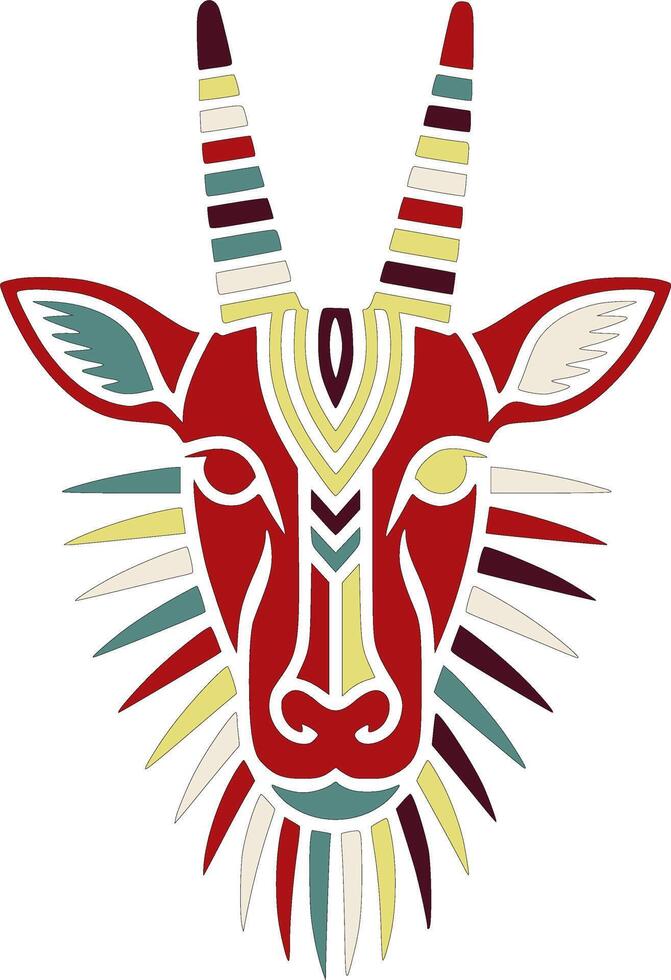 Iconic Stylized Tribal Saiga Face Design vector