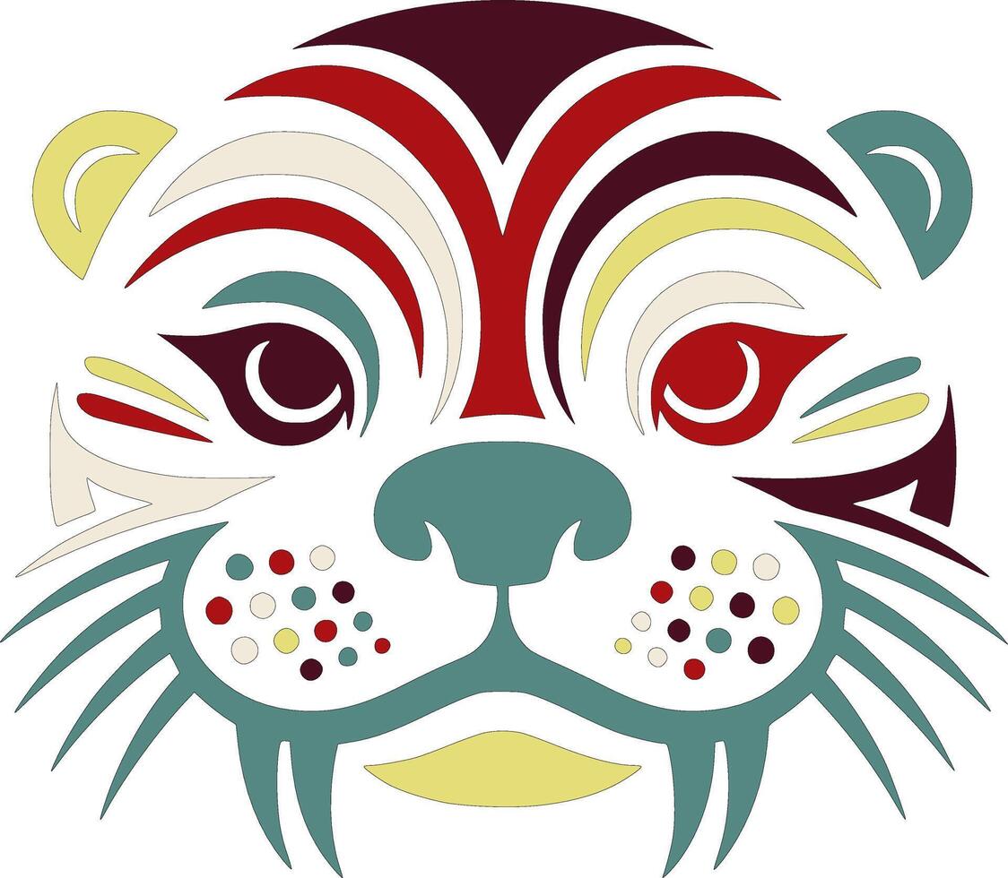 Iconic Tribal Giant Otter Face Design vector