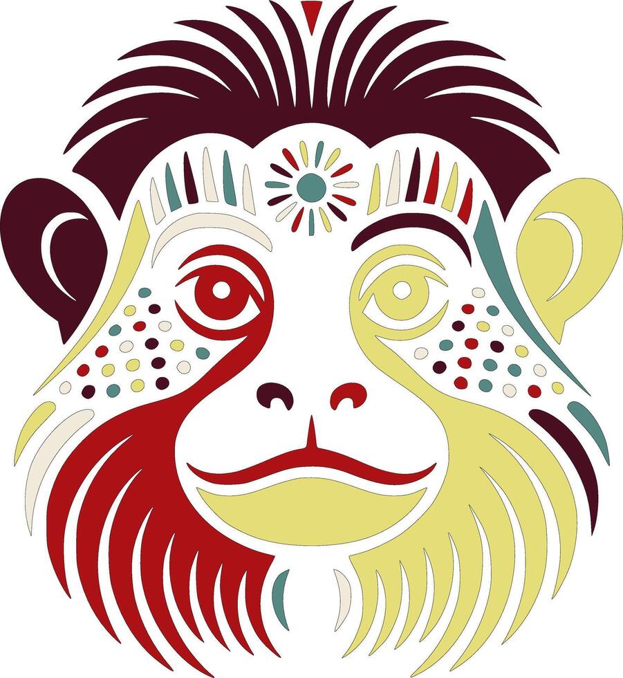 Ancient Tribal Cottontop Tamarin Face Design vector