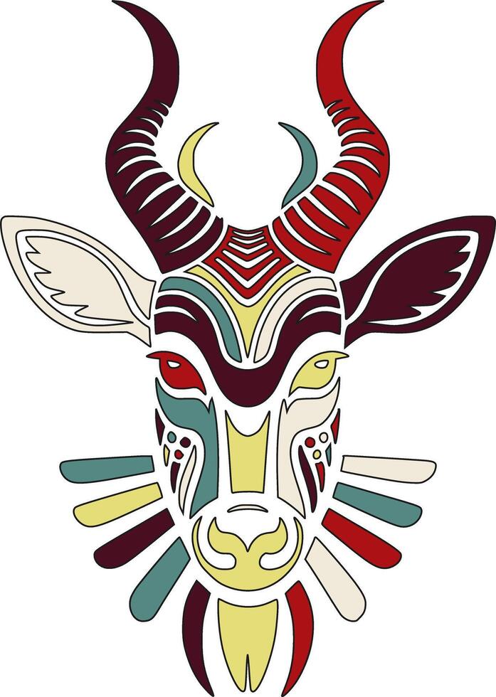 Iconic Stylized Tribal Grysbok Face Design vector