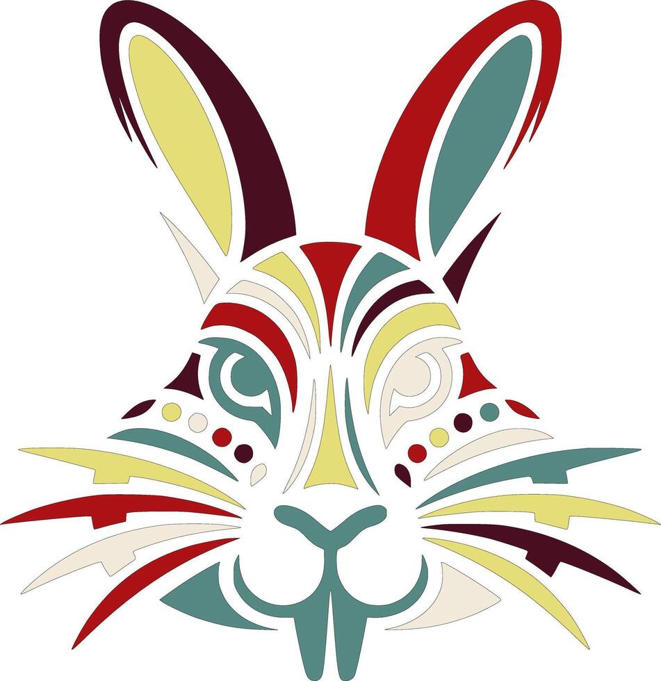 Mystical Tribal Swamp Rabbit Face Design vector