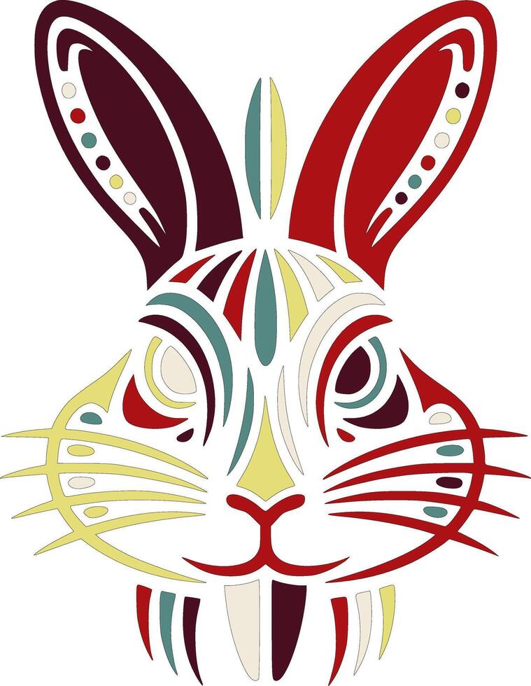 Iconic Tribal Swamp Rabbit Face Design vector