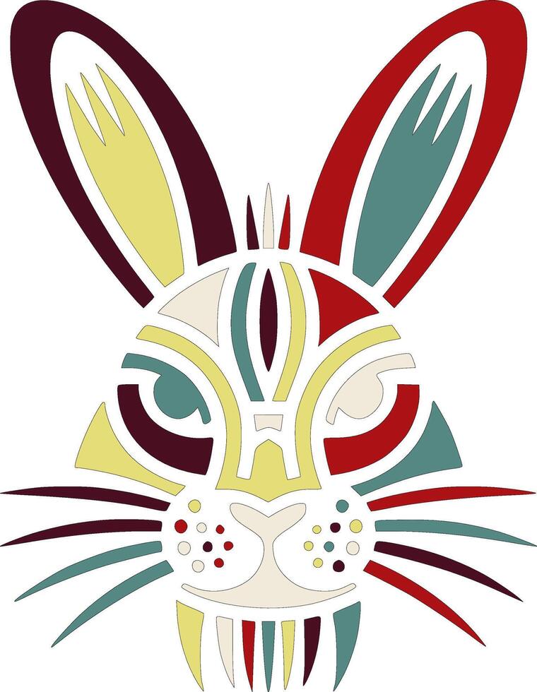 Ancient Tribal Arctic Hare Face Design vector