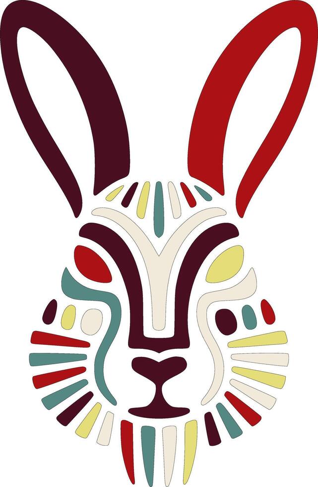 Iconic Tribal Arctic Hare Face Design vector