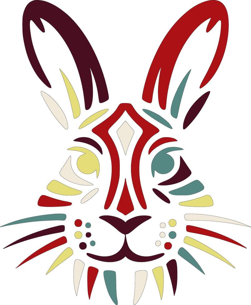 Tribal Snowshoe Hare Face Design vector