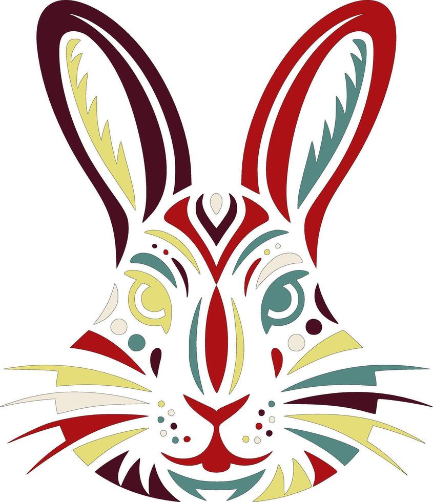 Mystical Tribal Snowshoe Hare Face Design vector