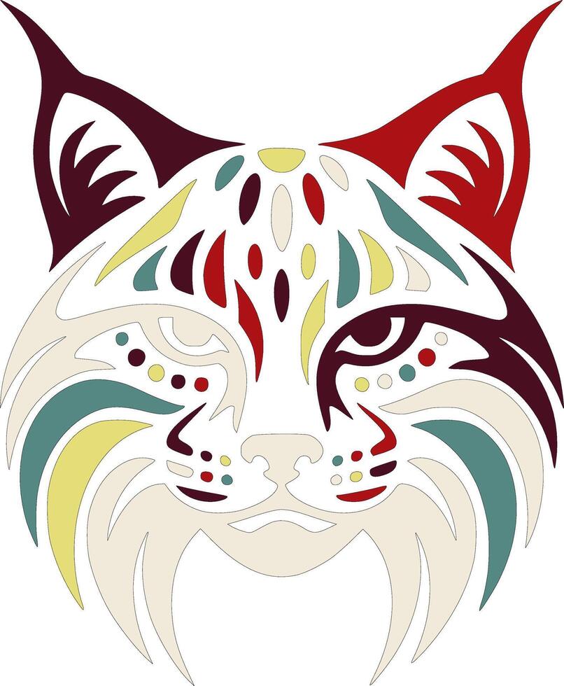Stylized Tribal Bobcat Face Design vector