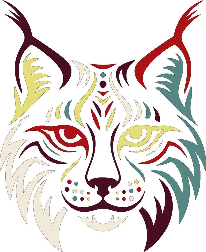 Ancient Tribal Canadian Lynx Face Design vector