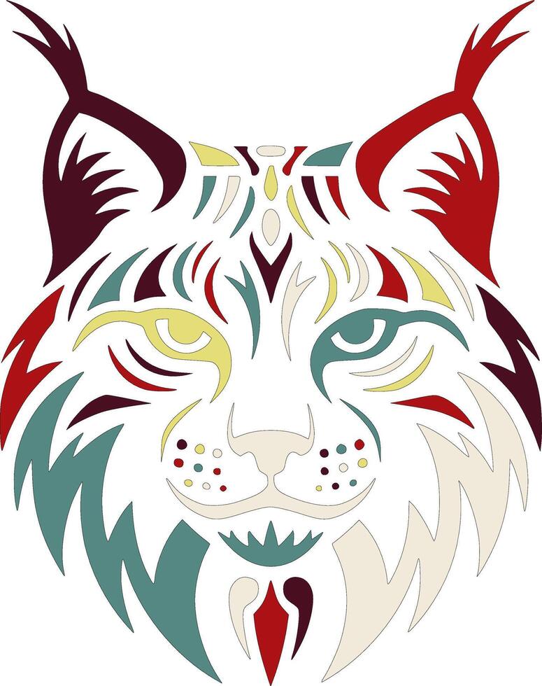 Tribal Canadian Lynx Face Design vector