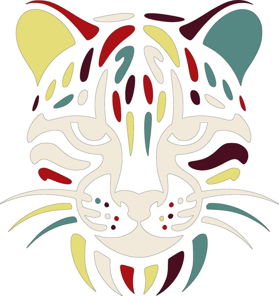 Stylized Tribal Ocelot Face Design vector