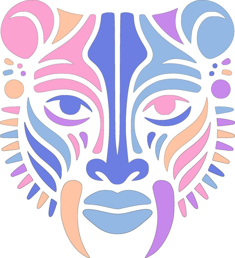 Stylized Tribal Fossa Face Design vector