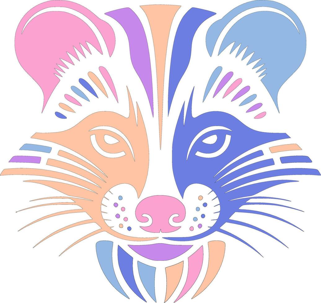 Stylized Tribal Civet Face Design vector