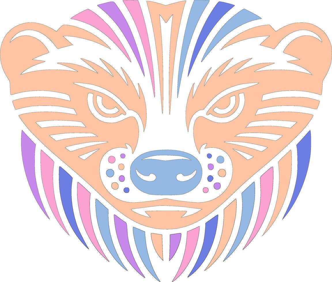 Mystical Tribal Honey Badger Face Design vector