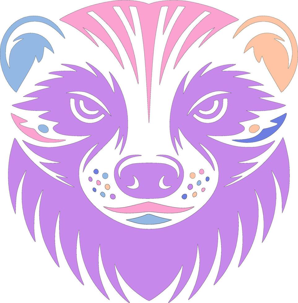 Iconic Tribal Honey Badger Face Design vector