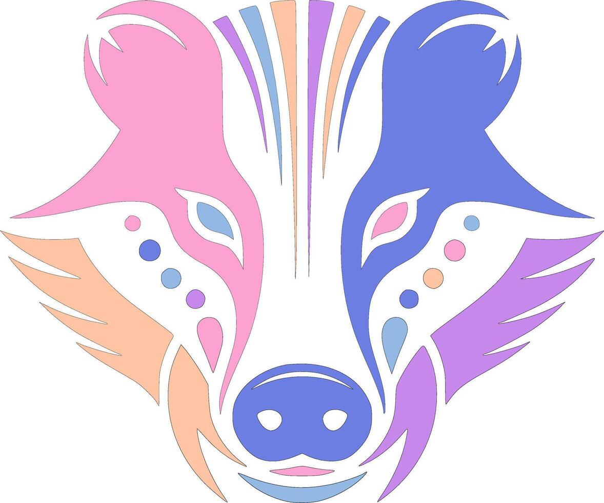 Mystical Tribal Hog Badger Face Design vector